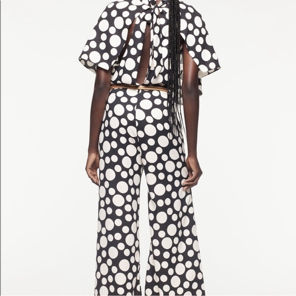 NWT - Zara Studio Limited Edition Black and White Polka Dot Jumpsuit - Picture 3 of 11
